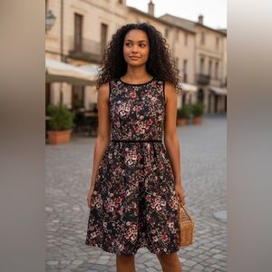 Xhilaration Black and Pink Floral Dress